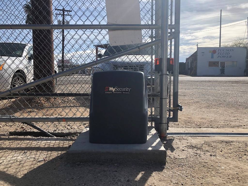 commercial automatic gate installation using HySecurity 1